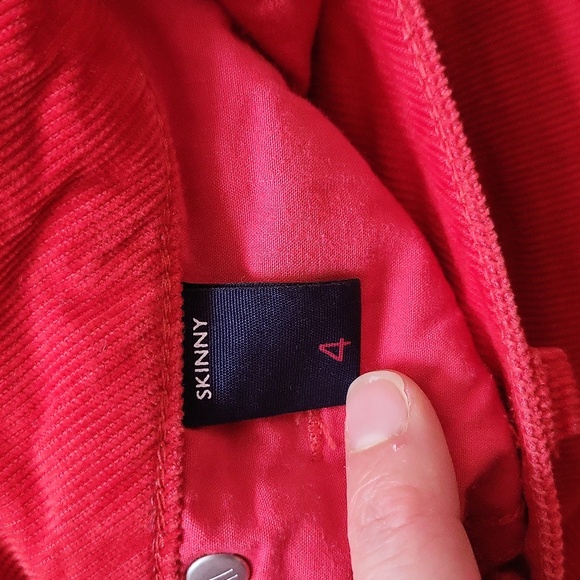 Red Corduroy Skinny Pants - Picture 4 of 4
